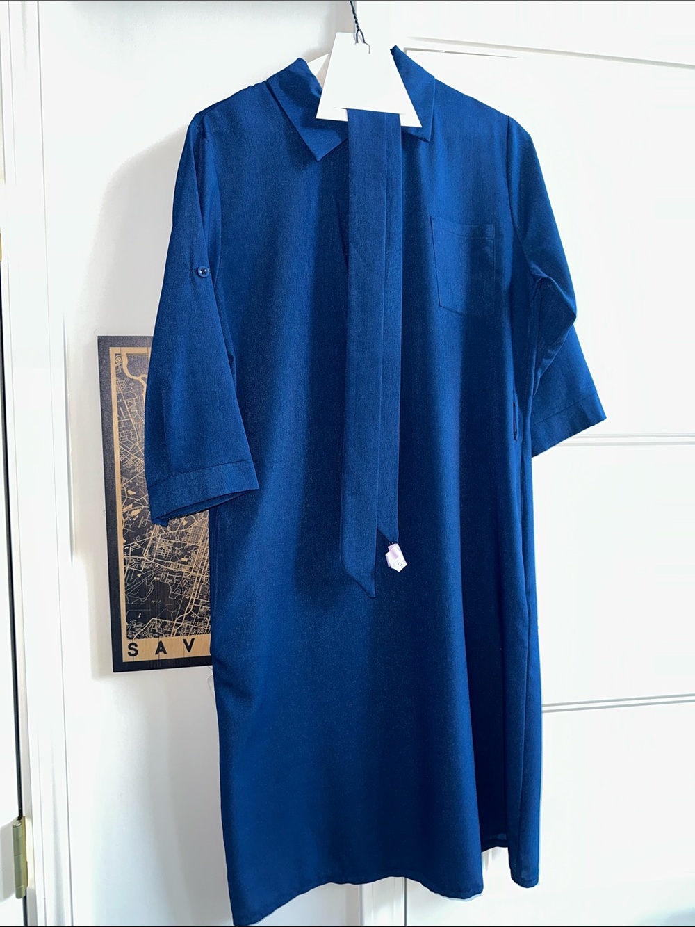 Women’s Midi blue dress with belt